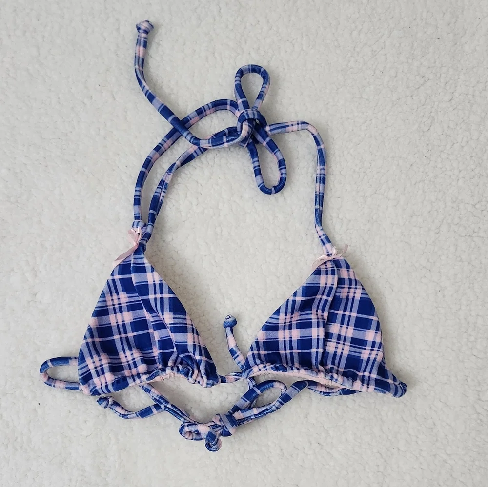 New!Frankie's bikinis  X Gigi‎ Hadid Phillipa Bikini Top in Plaid